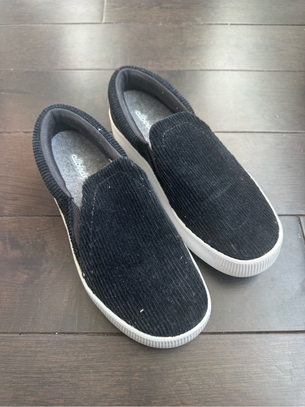 ALLBIRDS Black Corduroy Slip-On Sneakers